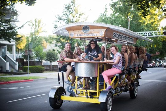 Pedal, Drink, and Bar hop through Sacramento on a 15 seat Beer Bike