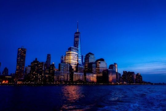 NYC: Harbor Skyline and NYC Lights and Statue of Liberty